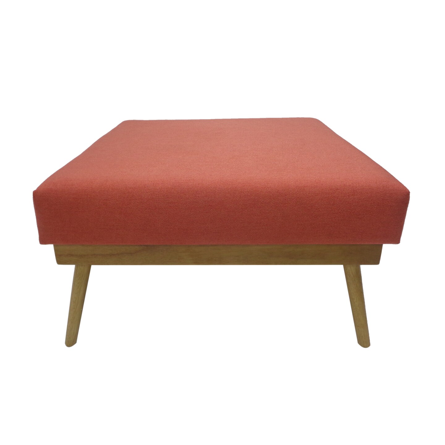 Contemporary Home Living 32.5&#x22; Coral Orange and Brown Contemporary Square Foot Stool Ottoman