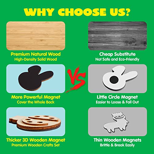 13 Wooden Magnet Creativity Arts & Crafts Painting Kit for Kids, Decorate Your Own Painting Gift for Easter Basket Stuffers, Birthday Parties and Family Crafts, Party Favors for Boys Girls