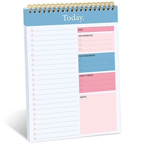 To Do List Notepad - Daily Planner Notepad Undated 52 Sheets Tear Off, 6.5&#x22; x 9.8&#x22; Checklist Productivity Organizer with Hourly Schedule for Tasks