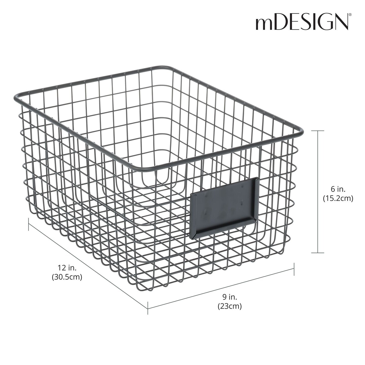 mDesign Metal Food Organizer Storage Basket with Lable Slot, 8 Pack