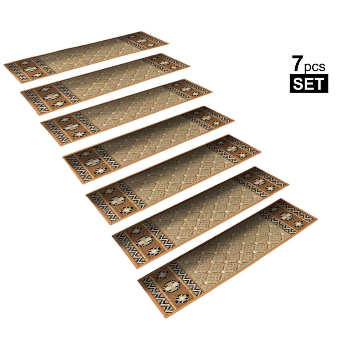 Arctic Non-Slip Rubber Backing Stair Treads Set Of 7 8.5"X26" Gripper Mats