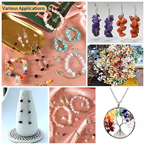 Crystal Beads for Jewelry Making, 2800PCS Natural Crystal Bead Gemstone Chip Beads for Earring Ring Making Kit with Spacer Beads Earring Hooks Pendants Charms Wire String for DIY Bracelets Beading Kit