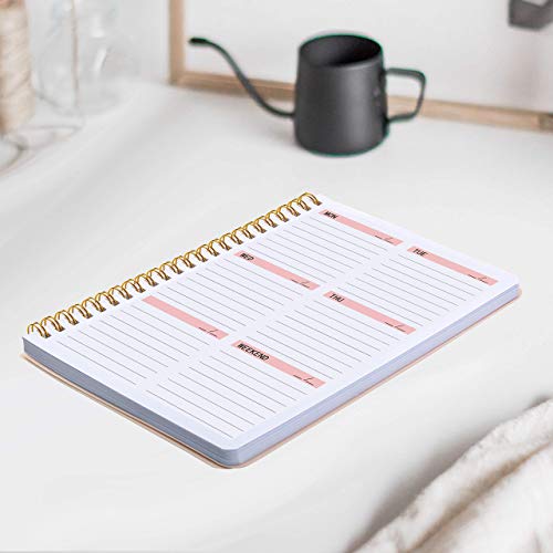 Undated Weekly Planner A5 To-Do List Notebook with Habit Tracker Spiral Binding 5.7 x 8.0 Inches