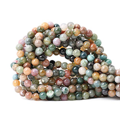 60 Pieces 6mm Natural Indian Agate Gemstone Round Loose Beads for Jewelry Making DIY 1 Strand 15"