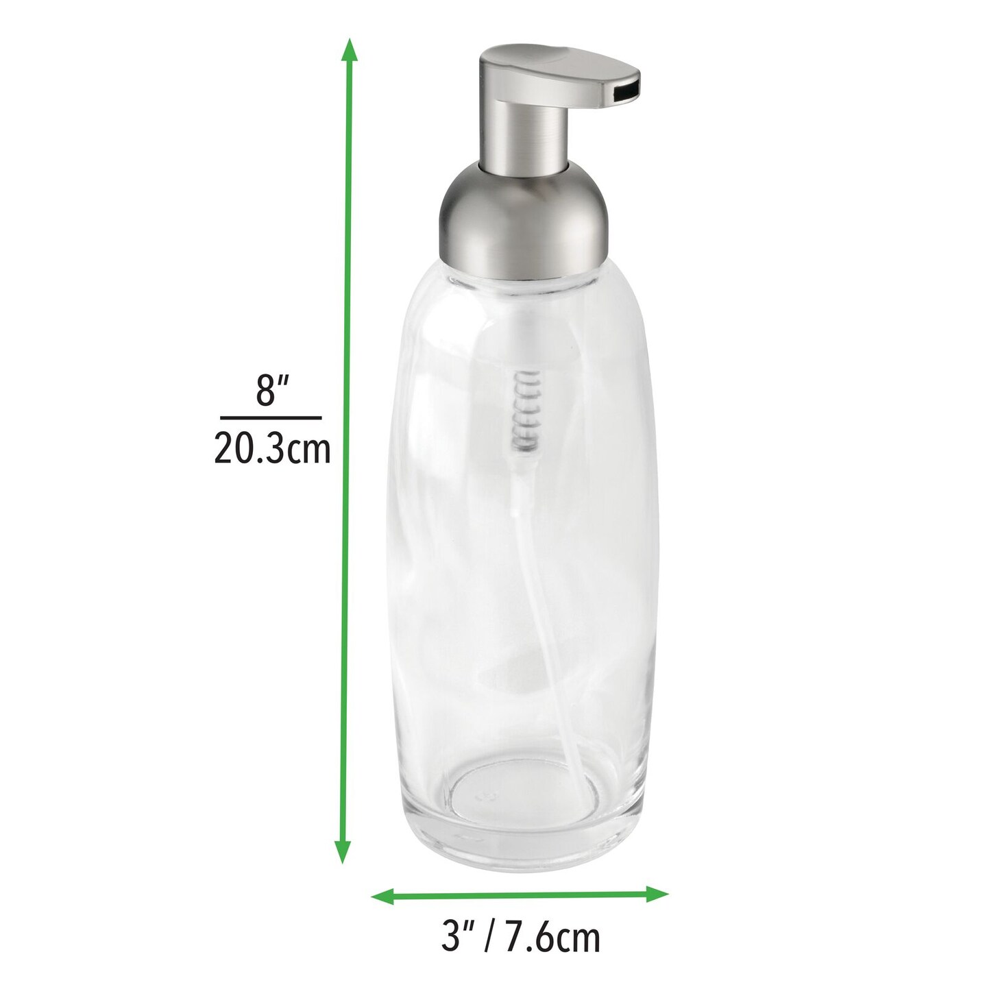 mDesign Glass Refillable Foaming Soap Dispenser Pump, 2 Pack