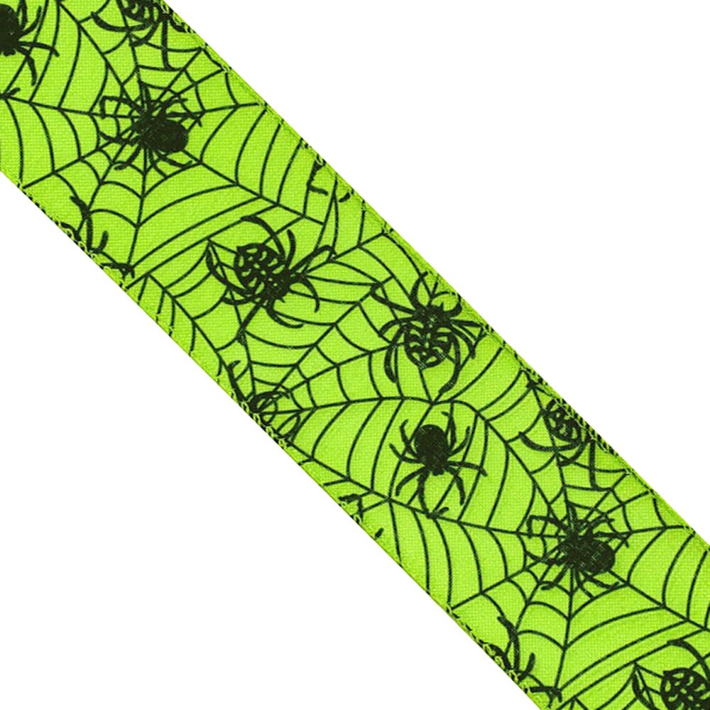 Halloween Spider Web wired edge ribbon 2.5&#x201D; x 10 yard