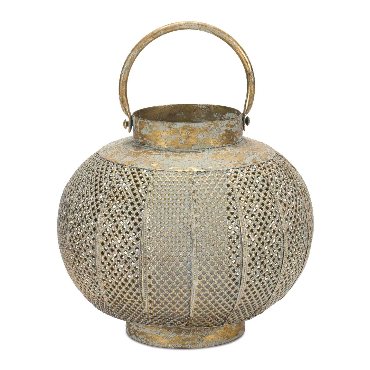 Melrose Punched Metal Candle Lantern - 8.75&#x22; - Bronze Tone