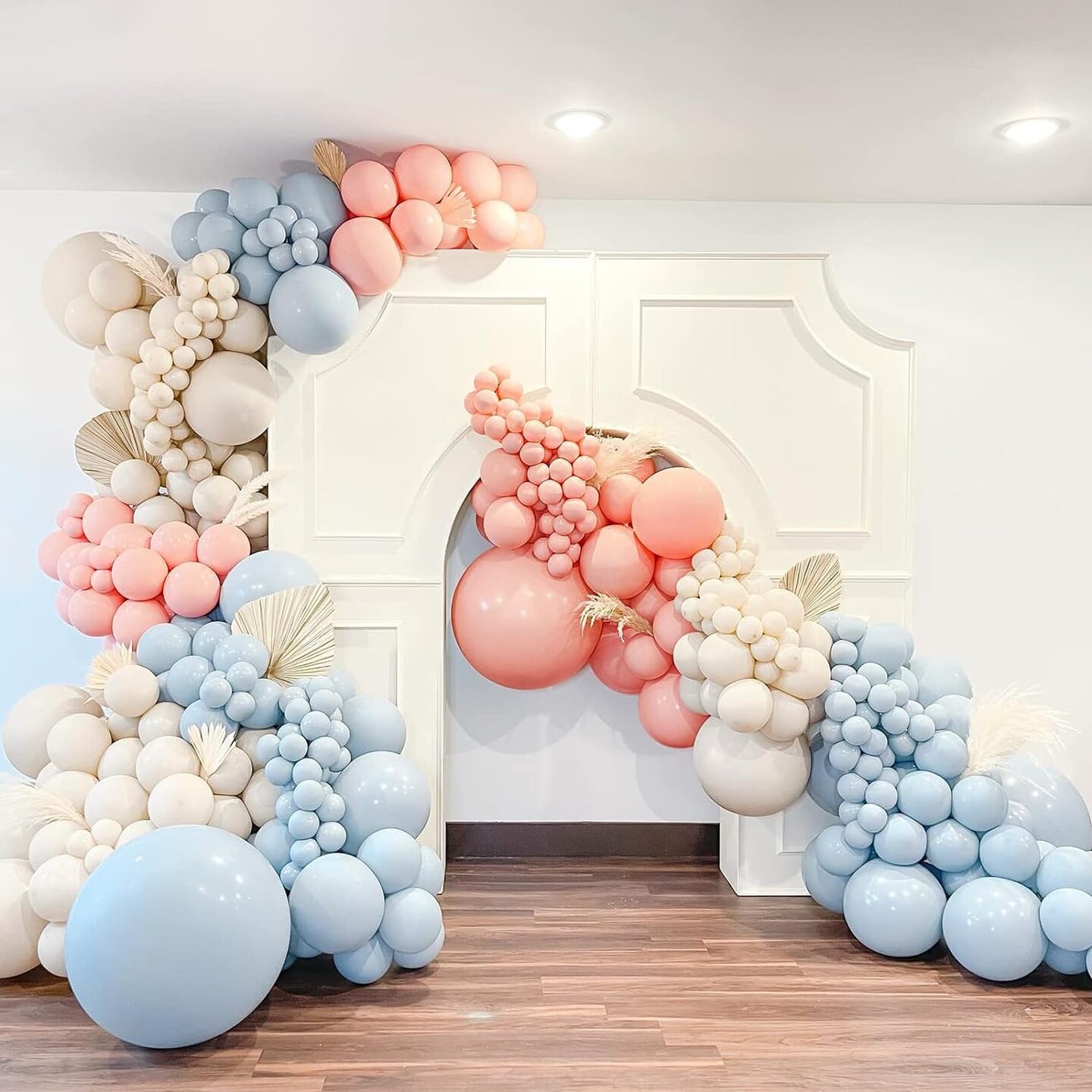 Pink and Blue Balloons Dusty Arch Kit Garland Nude for Gender Reveal Baby Shower Decorations Bear