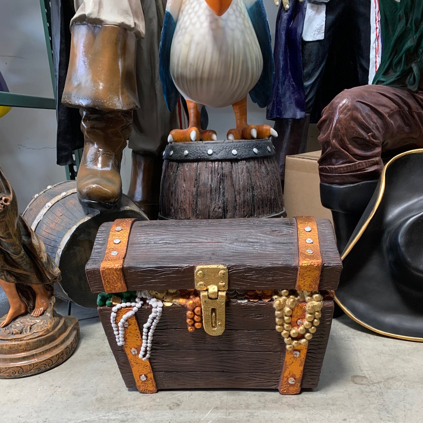 Small Open Treasure Chest Life Size Statue