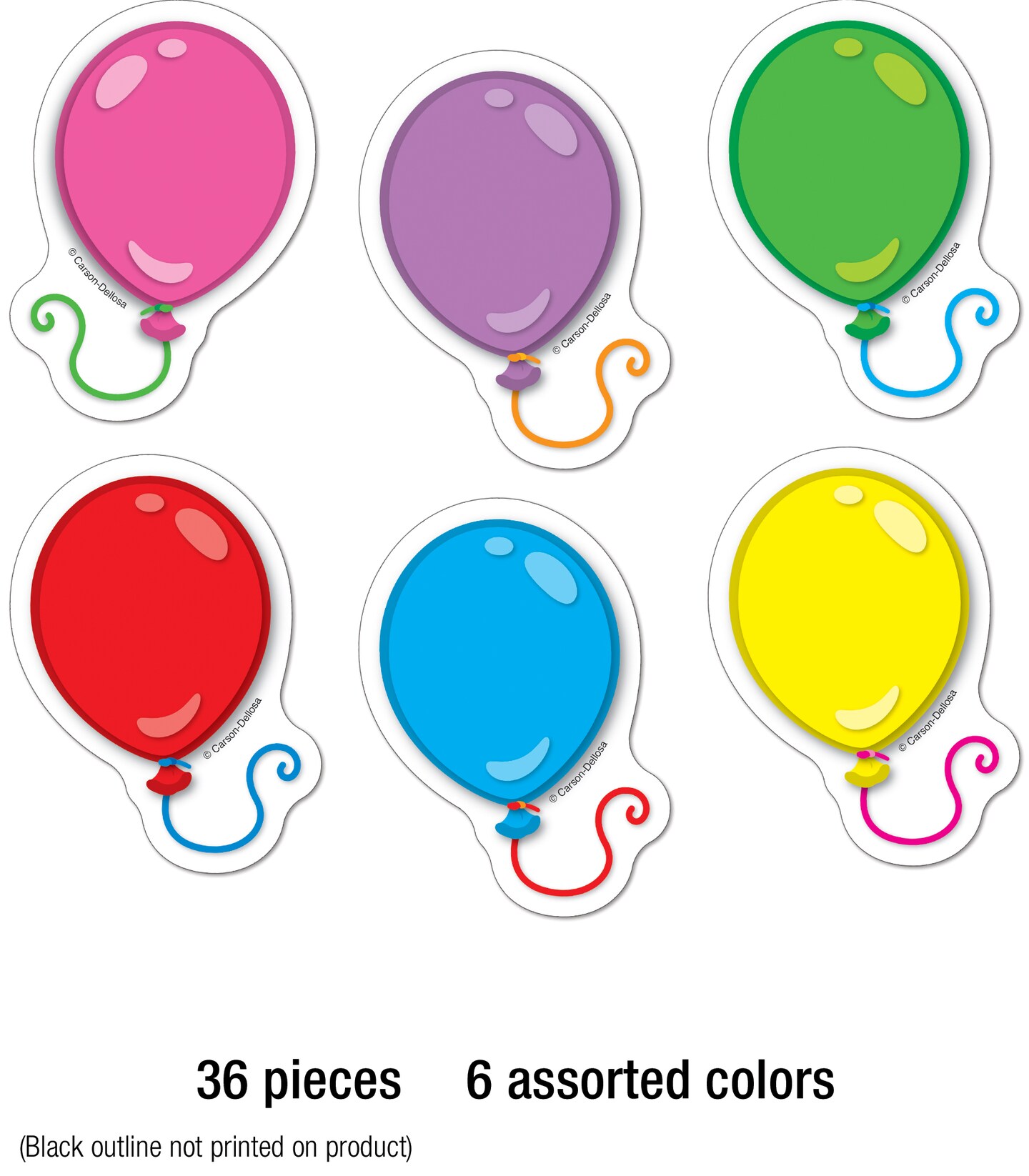 Carson Dellosa 36-Piece Balloon Cutouts, Colorful Cardstock Happy Birthday Bulletin Board Decorations for Party, Name Tags, Labels, and Classroom Decor