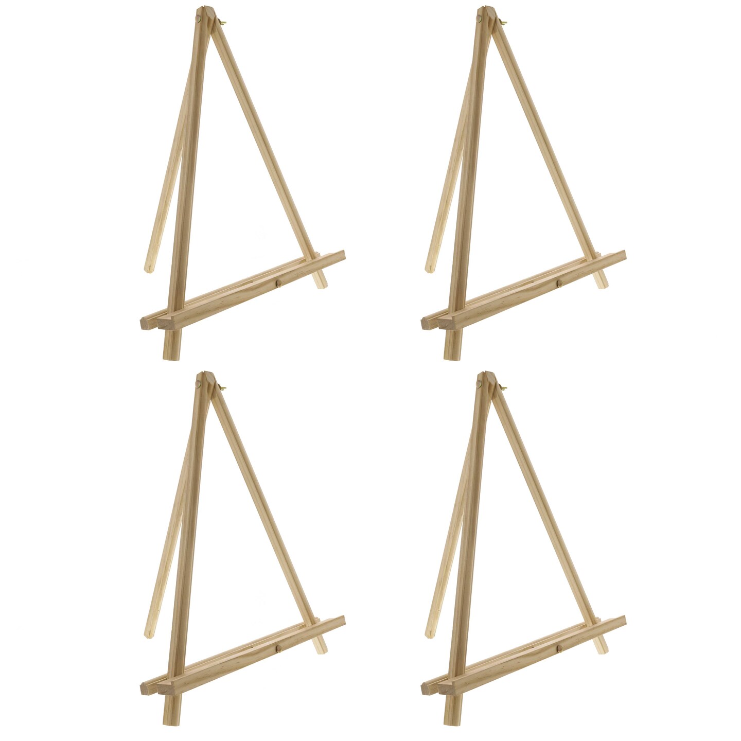 12&#x22; High Natural Wood Display Stand A-Frame Artist Easel, 4 Pack - Adjustable Wooden Tripod Tabletop Holder Stand for Canvas, Painting Party, Signs