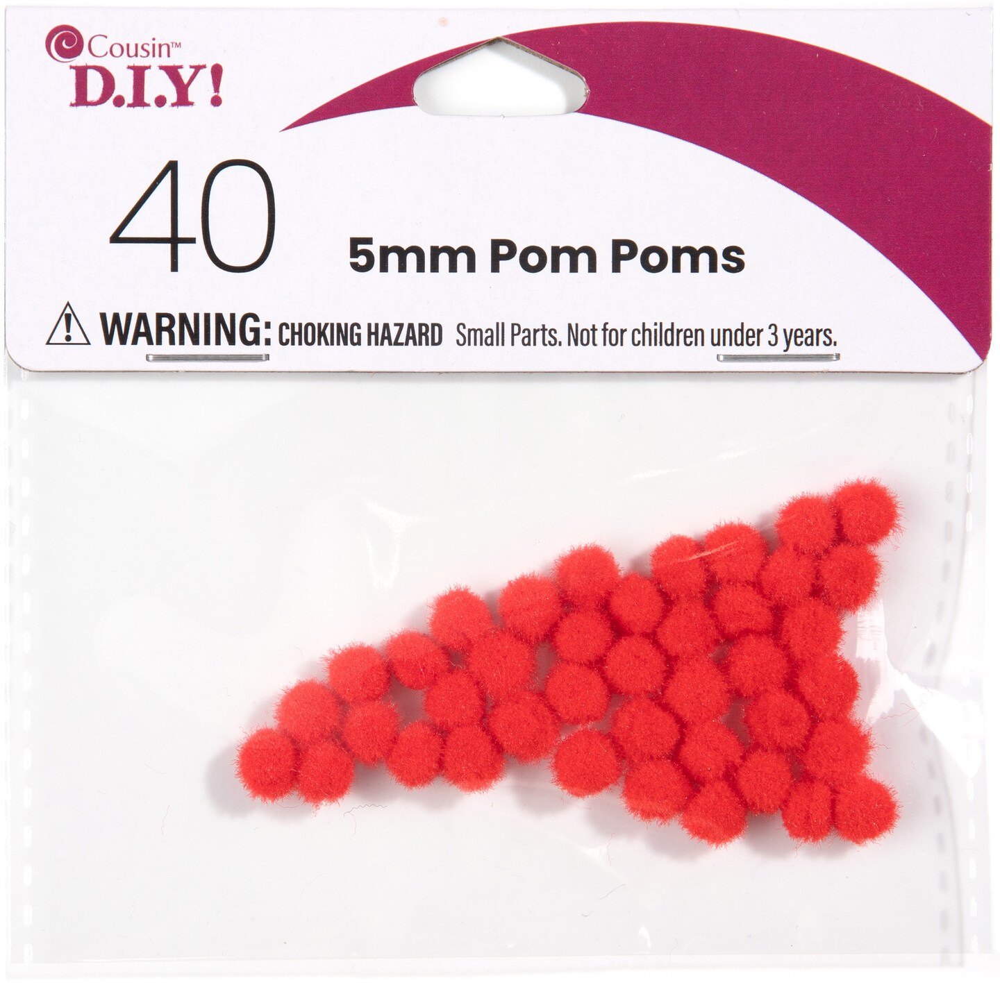 CousinDIY Pom-Poms 5mm 40/Pkg-Red