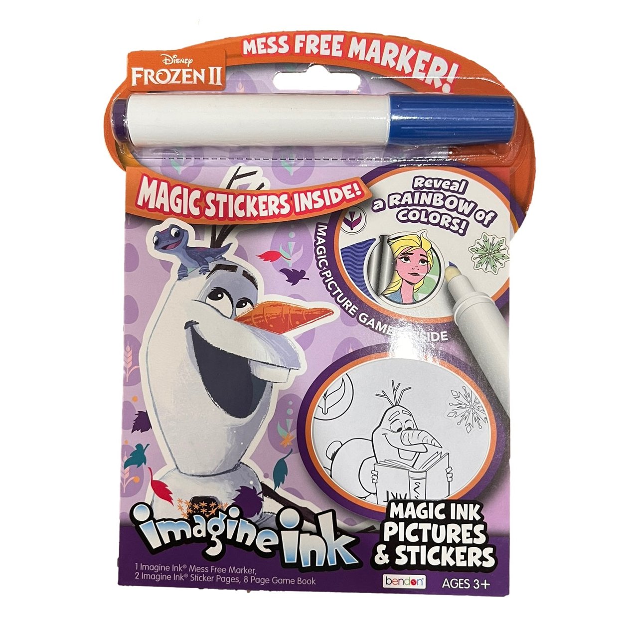 Olaf Imagine Ink Game Book With 8 Pages Stickers And Mess Free Marker