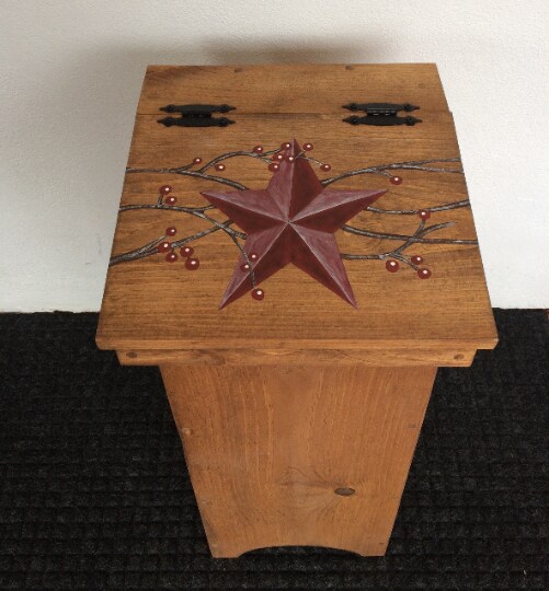 Trash Bin, Wooden Trash Bin, Trash Container, Rusti Decor, Farmhouse Decor, Primitive Kitchen, Kitchen Trash Bin, Kitchen Decor