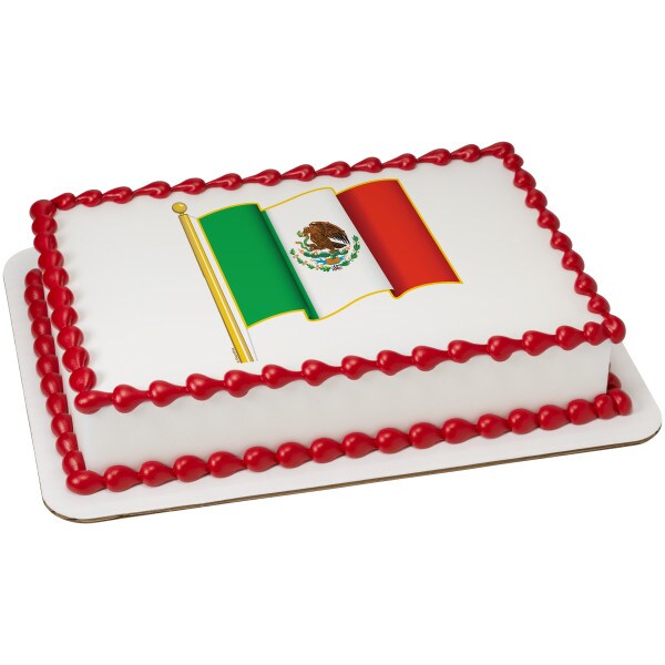 Mexican Flag Edible Cake Topper Image 1/4 sheet