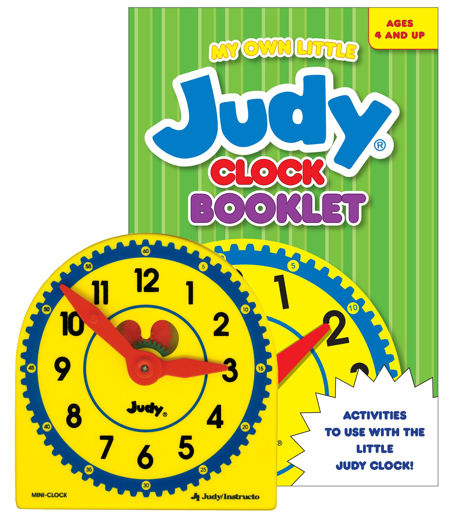 Carson Dellosa 5" x 5" Mini Clock and My Own Little Judy Clock Booklet With Telling Time Activities, Preschool Learning Activities for Kids Ages 4 and Up