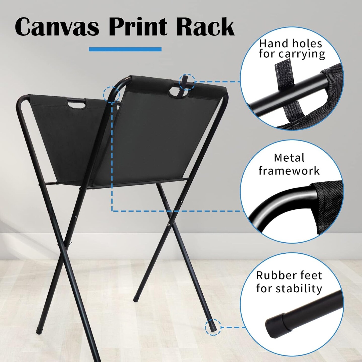 Small Canvas Print Rack - Portable Folding Art Display Rack for Posters, Artwork, Prints, Canvas Storage
