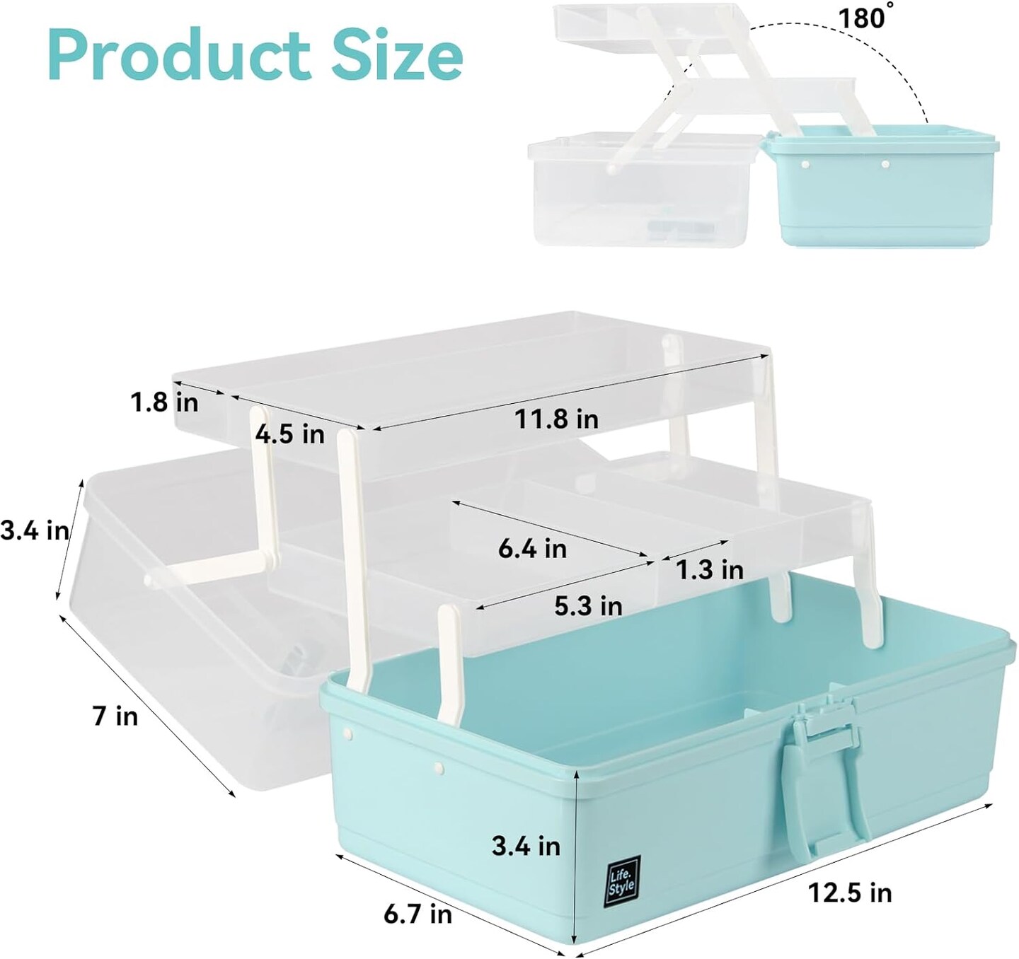 Sewing Storage Organizer Box 13-Inch Art Storage Box Craft Organizer 3-Layers with Handle Craft Art Bin Portable for Home School Office Travel