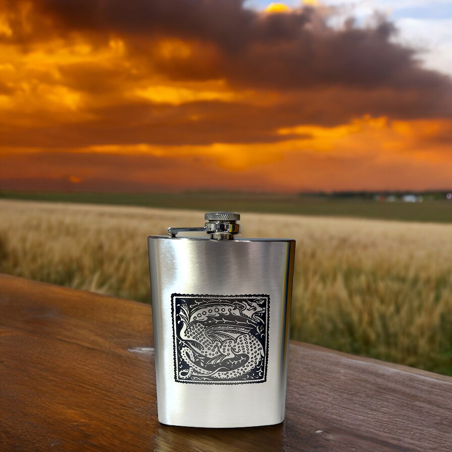 8oz Vintage Dragon Stainless Steel Flask