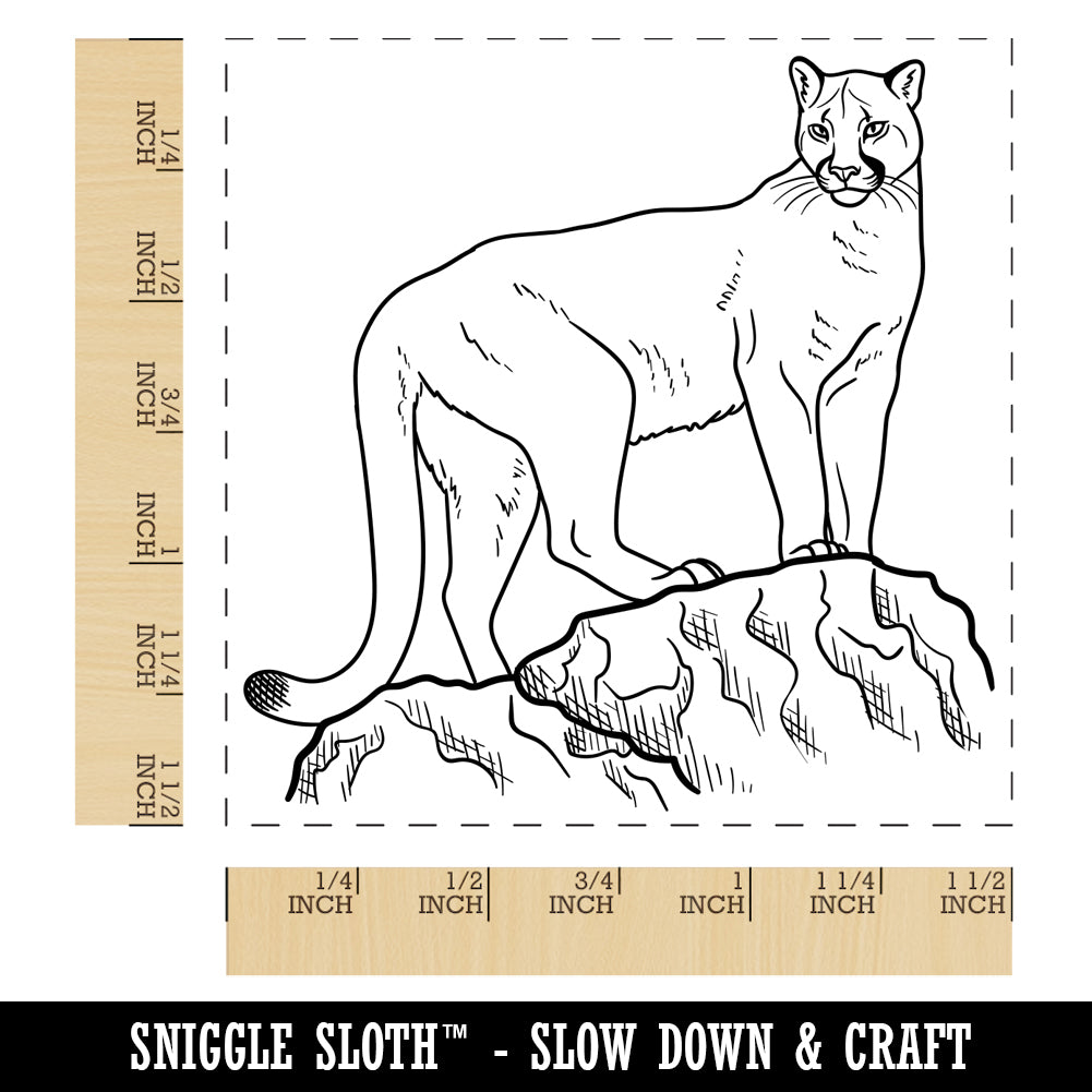 Proud Cougar Mountain Lion Puma Self-Inking Rubber Stamp Ink Stamper