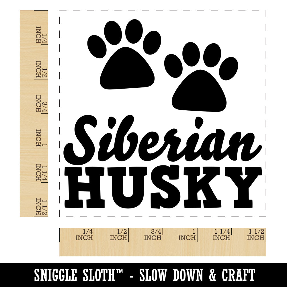Siberian Husky Dog Paw Prints Fun Text Self-Inking Rubber Stamp Ink Stamper