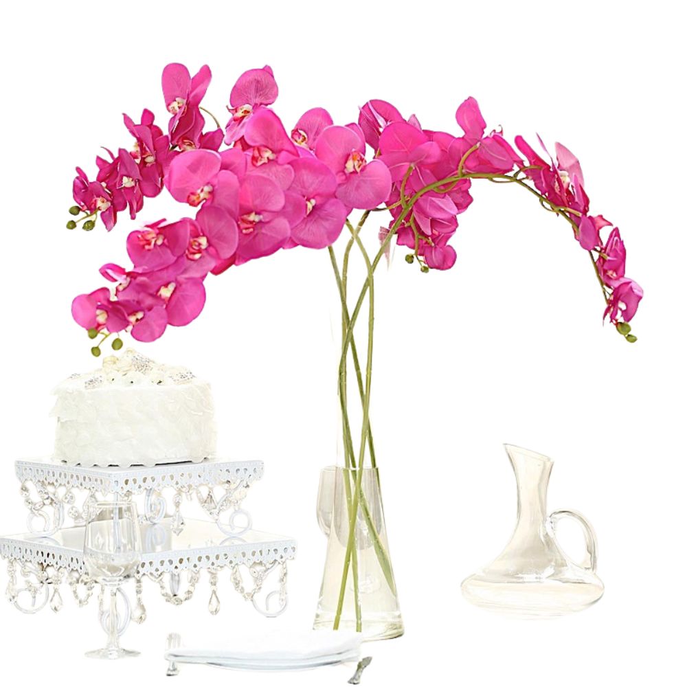 Graceful Silk Orchid Flower Stems: Set of 2, 40-Inch Artificial Centerpieces