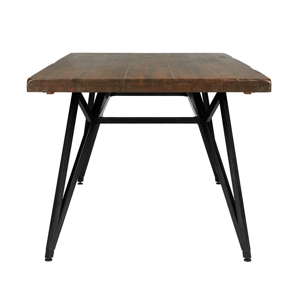 Gracie Mills   Lavonne Industrial Reclaimed Wood Dining Table with Gun metal - GRACE-8559