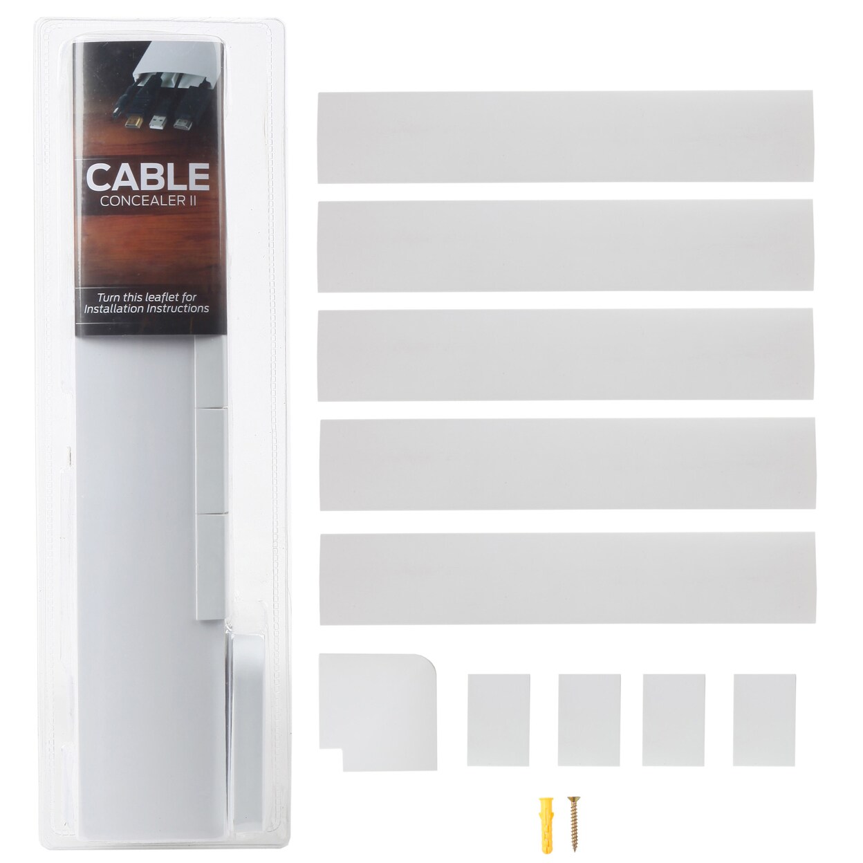 10Ft Cord Concealer Cable Organizer Kit White Wall Mount Wire Protector 40Pcs