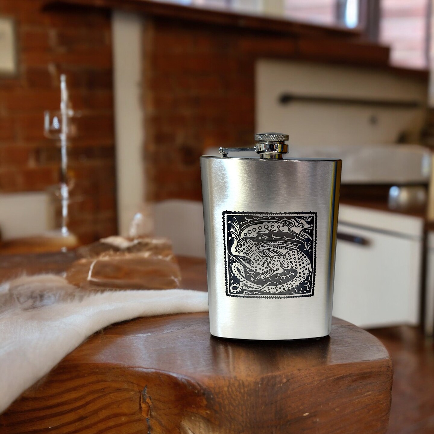 8oz Vintage Dragon Stainless Steel Flask