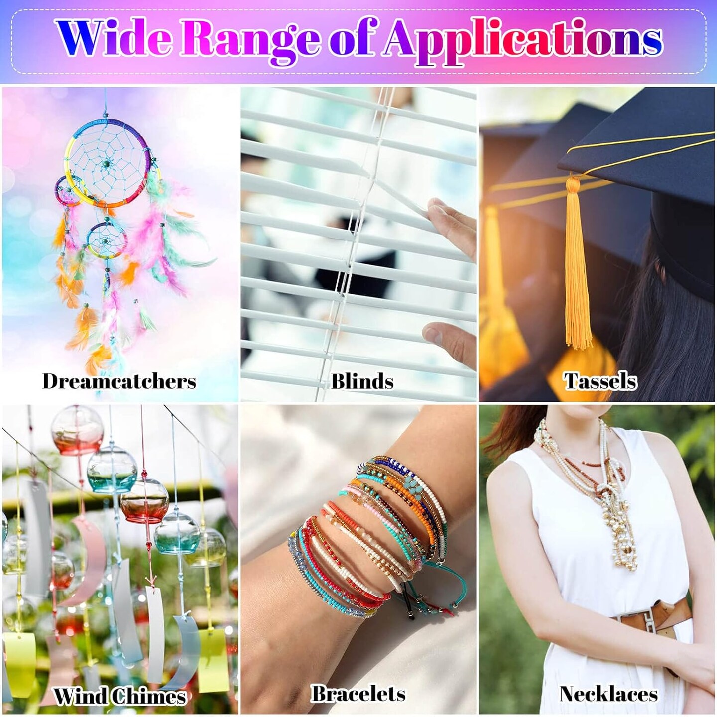 Nylon String for Bracelets, 20 Rolls Chinese Knotting Cord Nylon Beading Thread for Kumihimo, Braided Bracelets, Beading, Necklaces, Macrame Craft, Wind Chime, Jewelry Making
