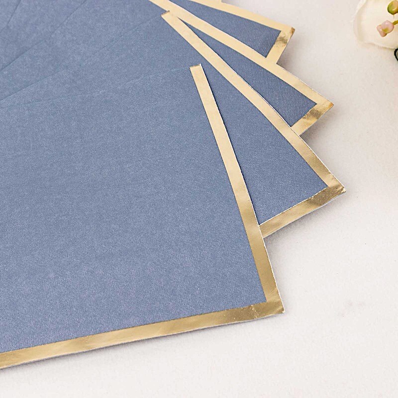 50 Pastel Gold Trim 2 Ply Paper Napkins for Events