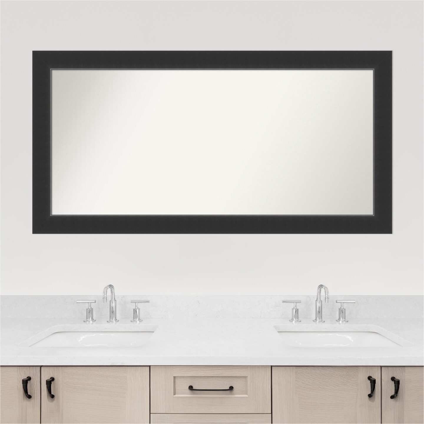 Corvino Black Non-Beveled Custom Framed Bathroom Vanity Wall Mirror