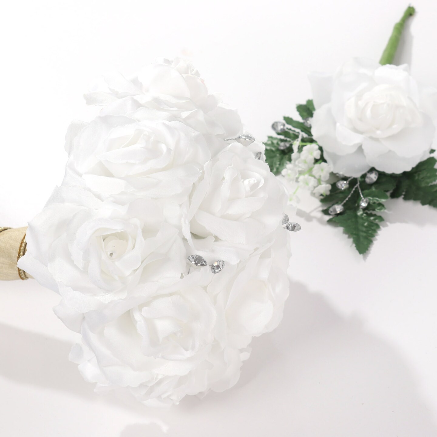 50-Pack Elegant White Rose Picks - 8&#x22; Stems, 3&#x22; Wide, Perfect for Floral Arrangements &#x26; Home Decor by Floral Home&#xAE;