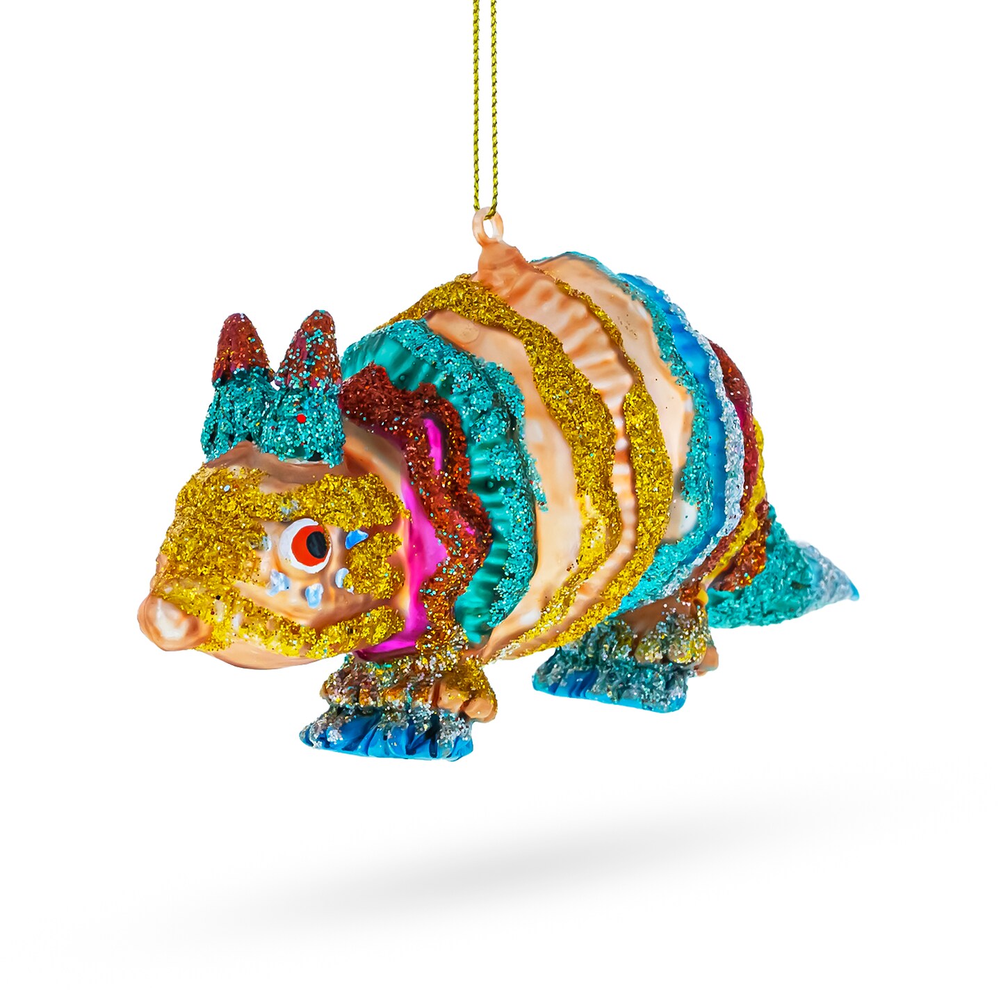 Vibrant Multicolored Armadillo Glass Christmas Ornament