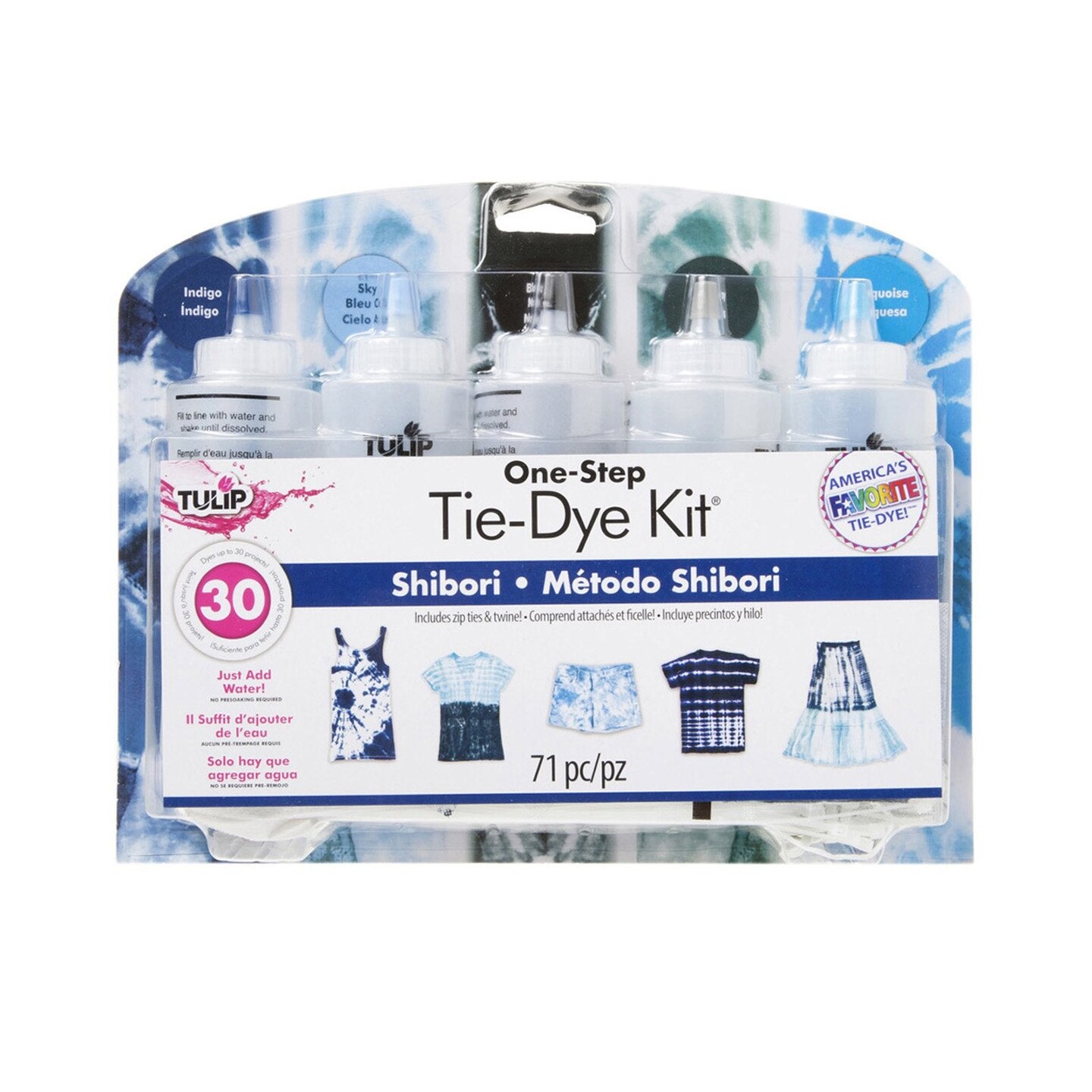 One-Step Tie-Dye Kit Premium Supplies, Easy Techniques &#x26; Fabric Designs on Shirts, Dresses, Socks, Shoes, Tapestries Fabric Dye, Shibori