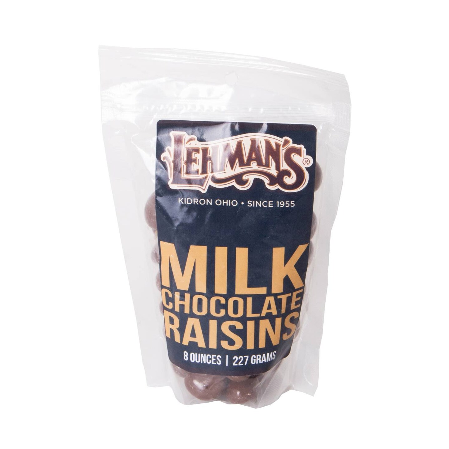 Lehman&#x27;s Chocolate Covered Raisins, Pure Milk Chocolate Candy Coated Confectionery Snack, 8 oz Resealable Bag