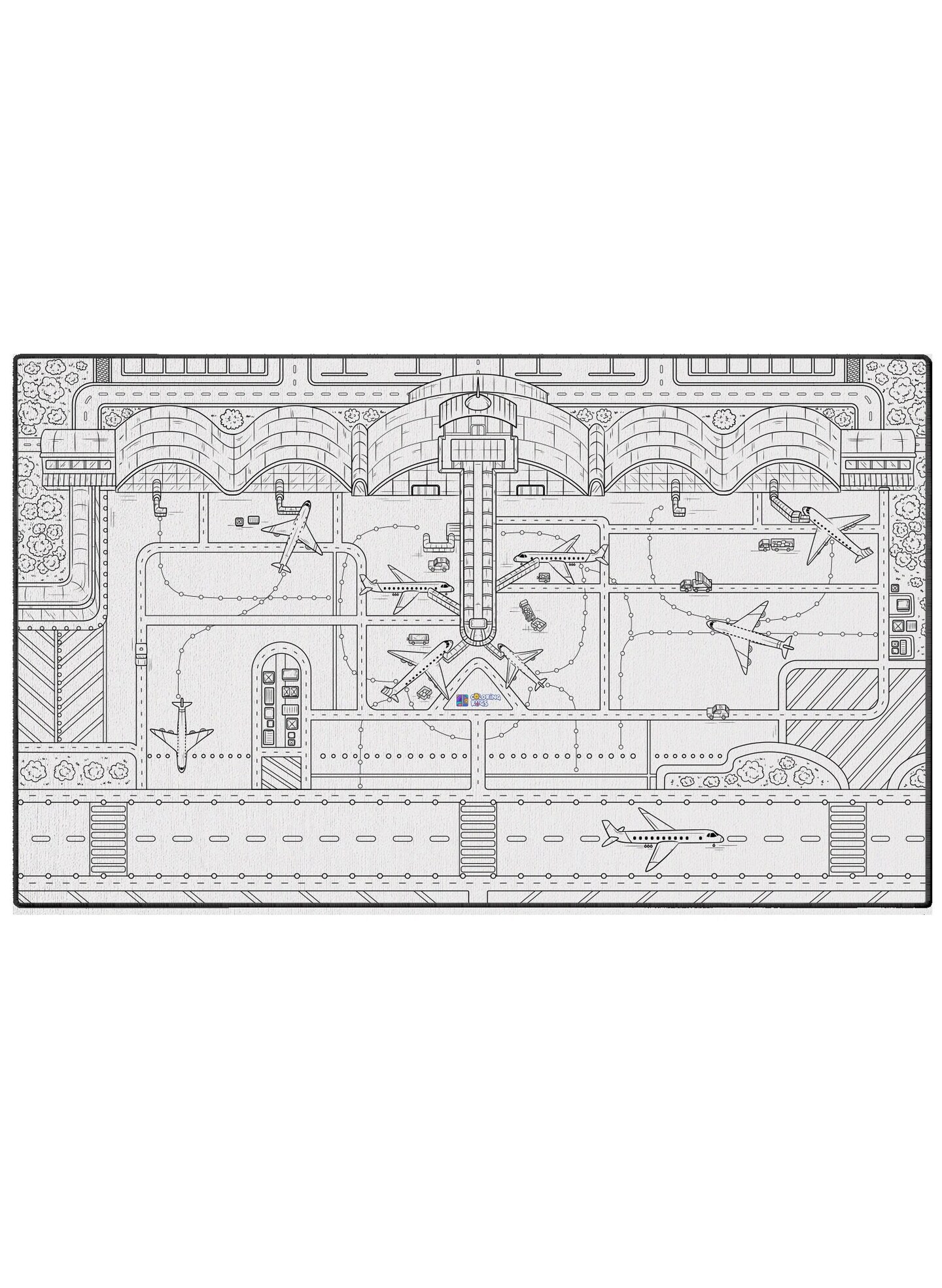 Airplane Airport Coloring Book Washable Rug Poster For Kid&#x27;s Playroom Gift For Boy Birthday Aviation Theme Classroom Decor Party Gift