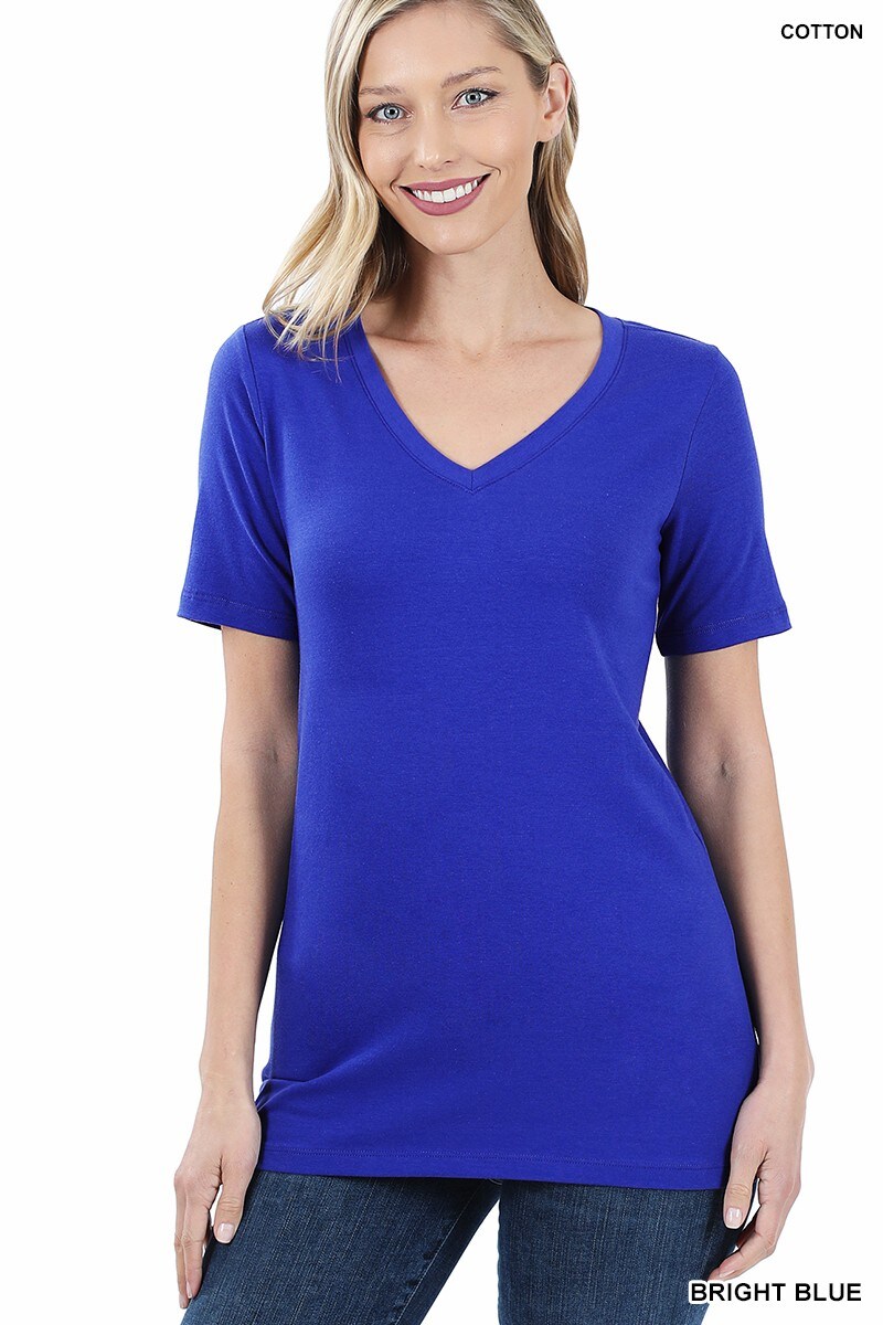 ZENANA® Cotton V-Neck Short Sleeve T-Shirts