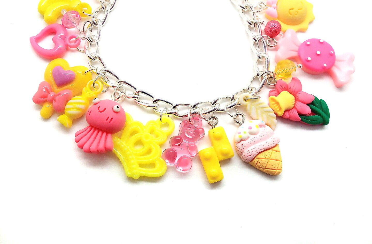 Cute Charm Bracelet Kit, with Pink &#x26; Yellow Chunky Charms, Adorabilities