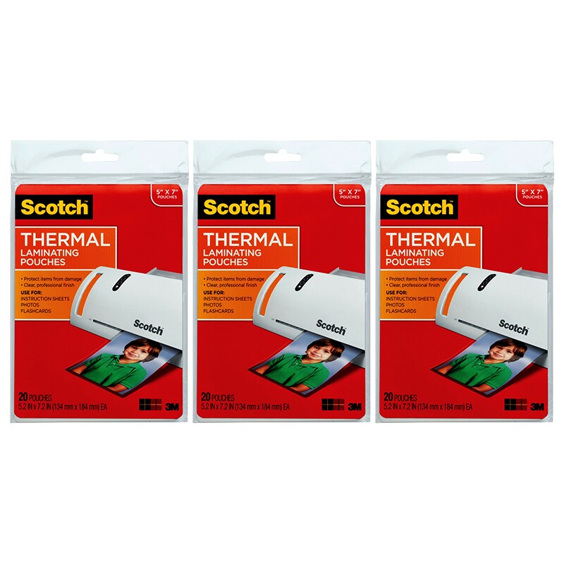 Thermal Laminating Pouches, 5 mil, 5" x 7", 20 Per Pack, 3 Packs Michaels