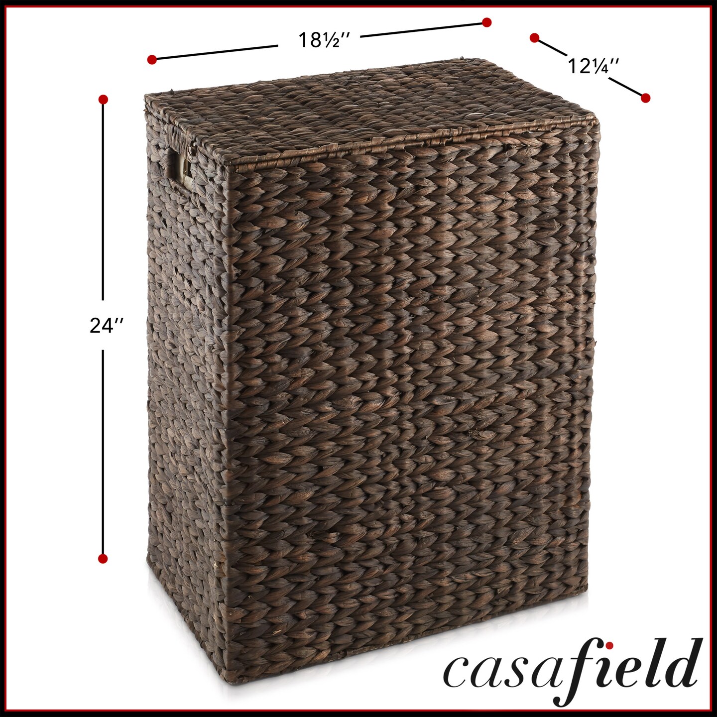 Casafield Large Laundry Hamper with Lid and Removable Liner Bag, Woven Water Hyacinth Rectangular Laundry Basket Sorter for Clothes and Towels