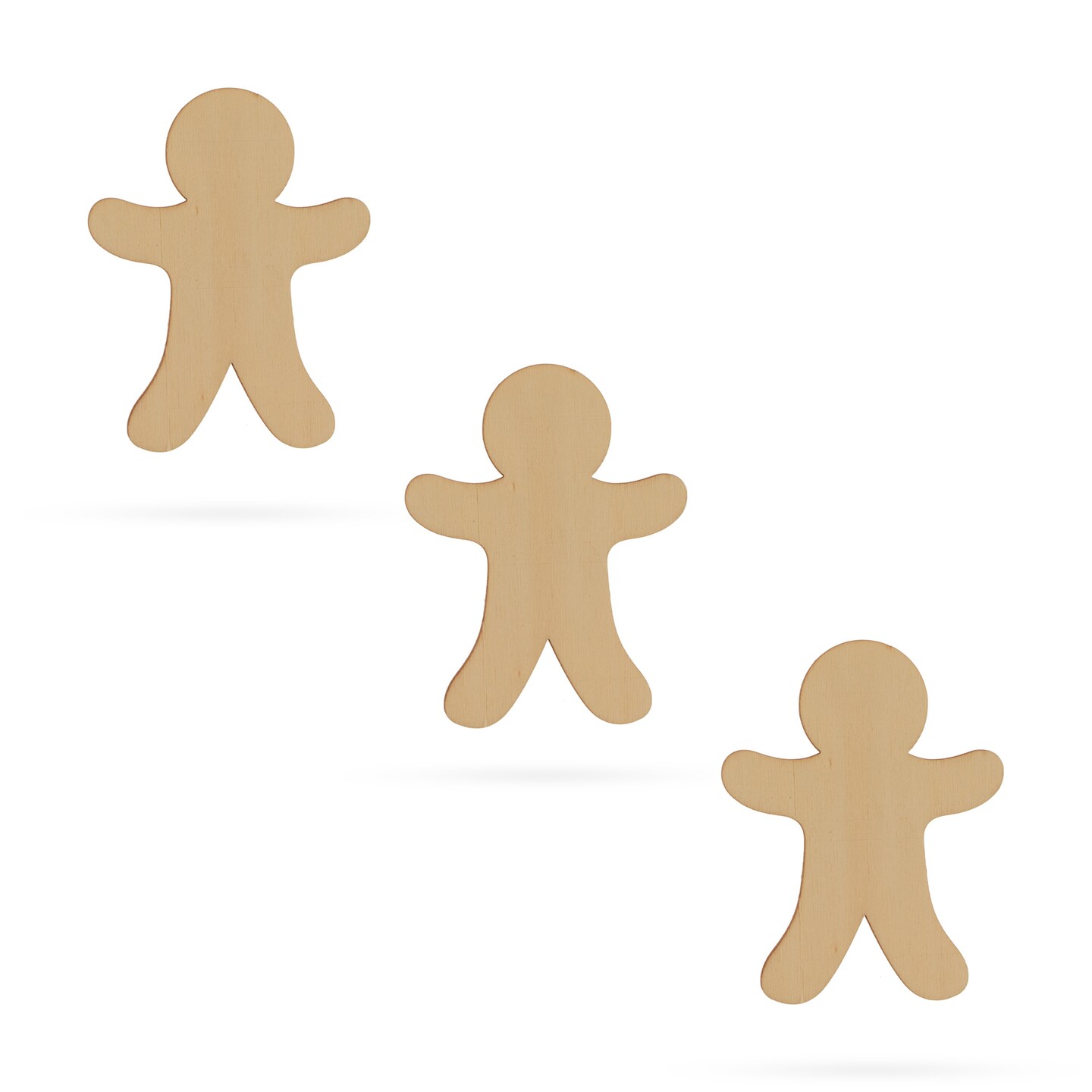 3 Men Unfinished Wooden Shapes Craft Cutouts DIY Unpainted 3D Plaques 4 Inches