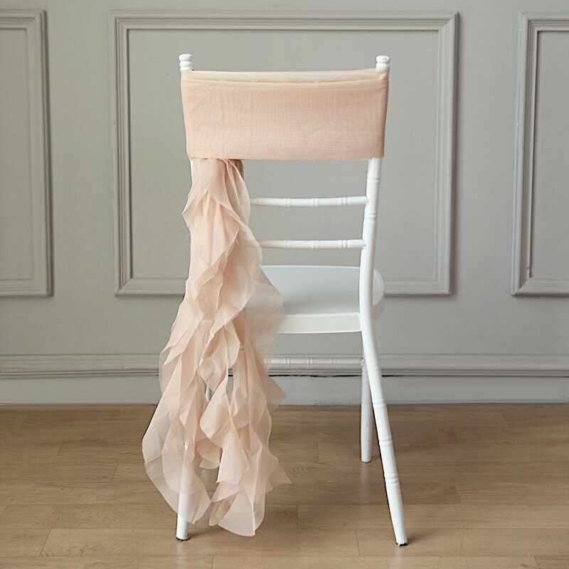 Nude Chiffon Chair Covers with Sashes