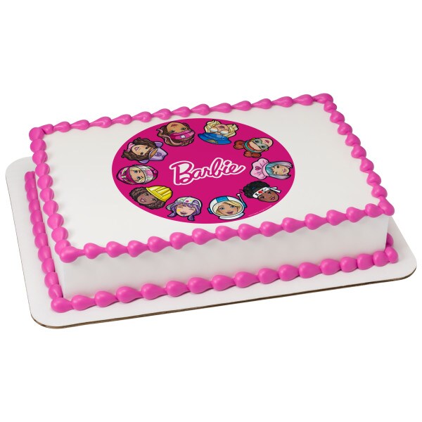 Barbie&#x2122; She Does It All Edible Cake Topper Image - 7.5&#x22; Round