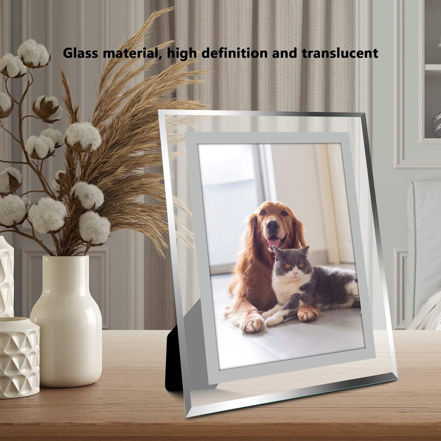 Vienrose 5x7 Picture Frame Set of 2, Glass Photo Frames Made of High Definition Real Glass Display Pictures Horizontal or Vertical for Table