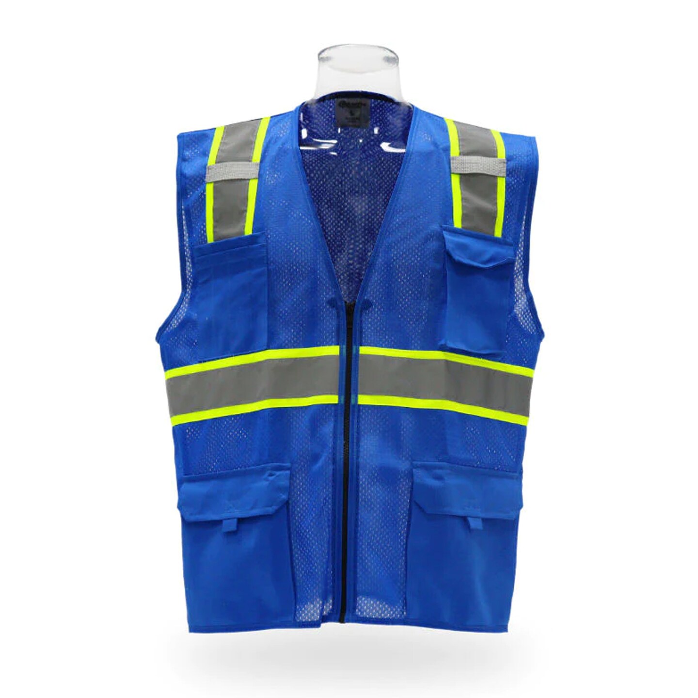 Multi Pocket High Visibility Reflective Safety Vest with Zipper Front 100% Polyester