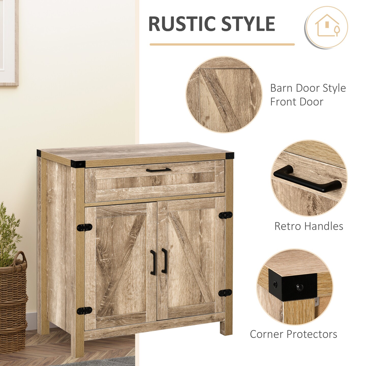 Rustic Buffet Cabinet with Barn Door Design - 59.4 | Elevate Your Decor