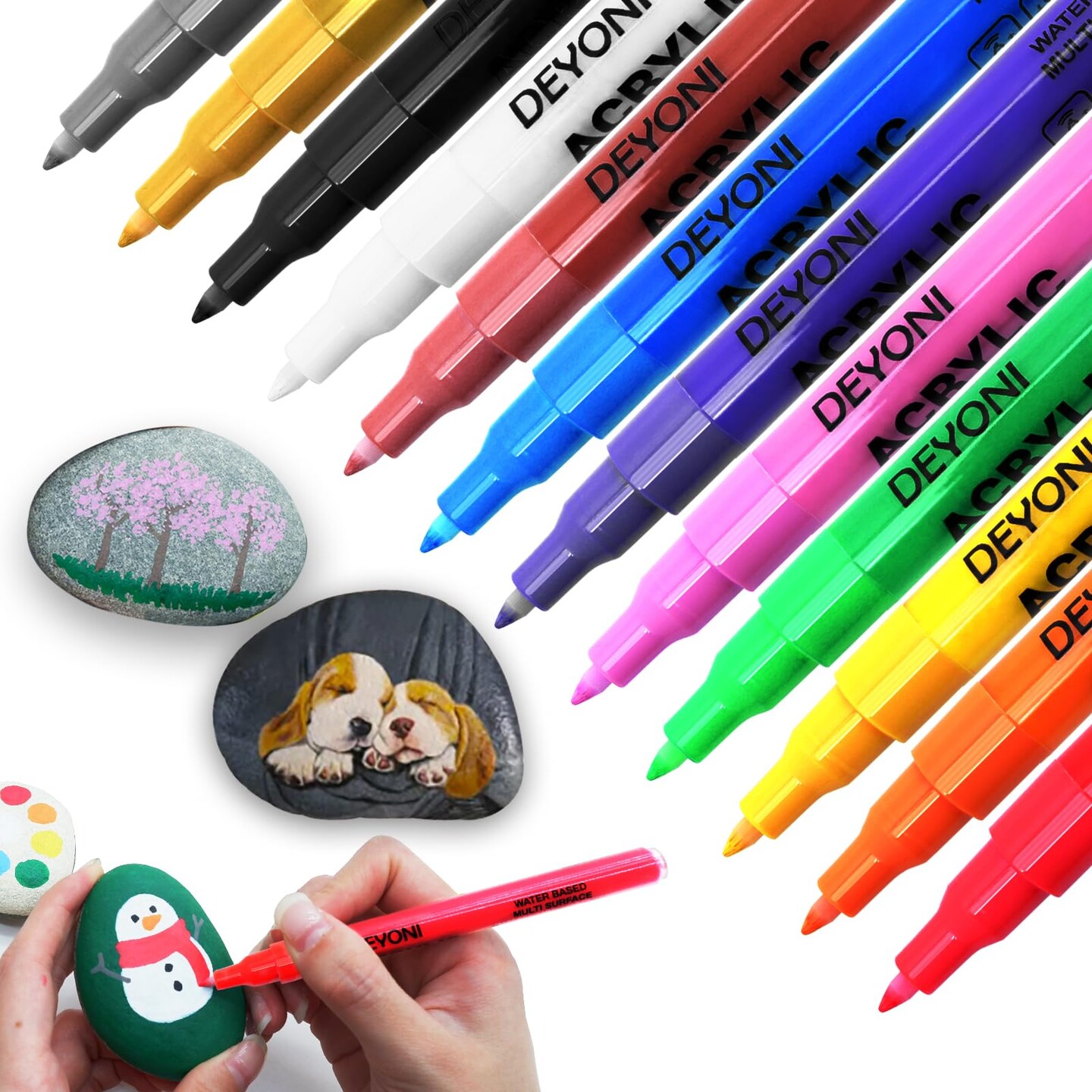 12 Colors Acrylic Paint Pens for Kid 0.7mm, Extra Fine Paint Pens Acrylic Markers Canvas, Rock Painting, Wood, Fabric, Ceramic, Stone, Metal, Art Supplies