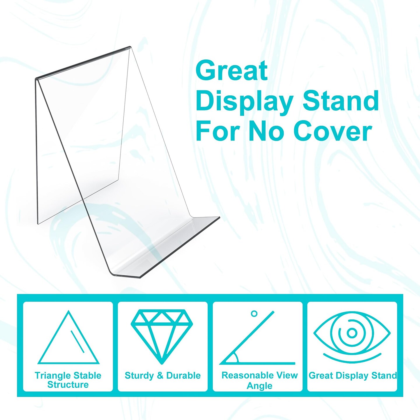 4 Pieces Acrylic Book Stand Without Ledge,6 Inch Clear Acrylic Display Easel Transparent Display Stand Holder Tablet Holder for Displaying Pictures,Books,Artworks, CDs