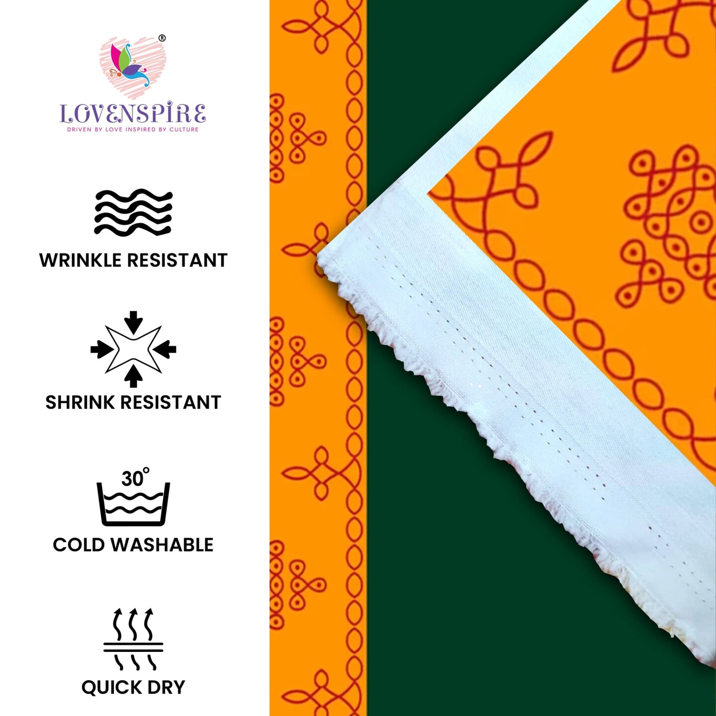 Ganesh with Kolam Design Backdrop 5x8 Feet Indian Traditional Cloth Ganesh Pooja Decor Indian Pooja Wall Decor Indian Wall Art Photo Decor Banner Decorative Pooja Cloth